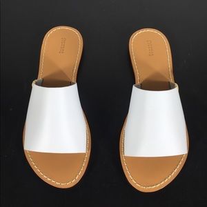 Soludos white leather slides